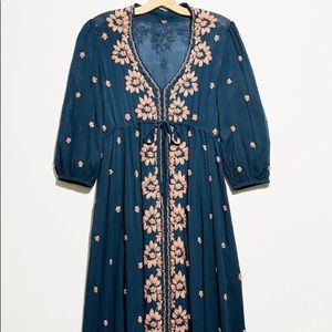 Free People Embroidered Fable Midi Dress.